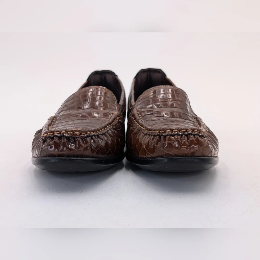 SAS Joy Women's Sz 8.5N Crocodile Pattern Cognac Brown Tripad® Technology Loafer